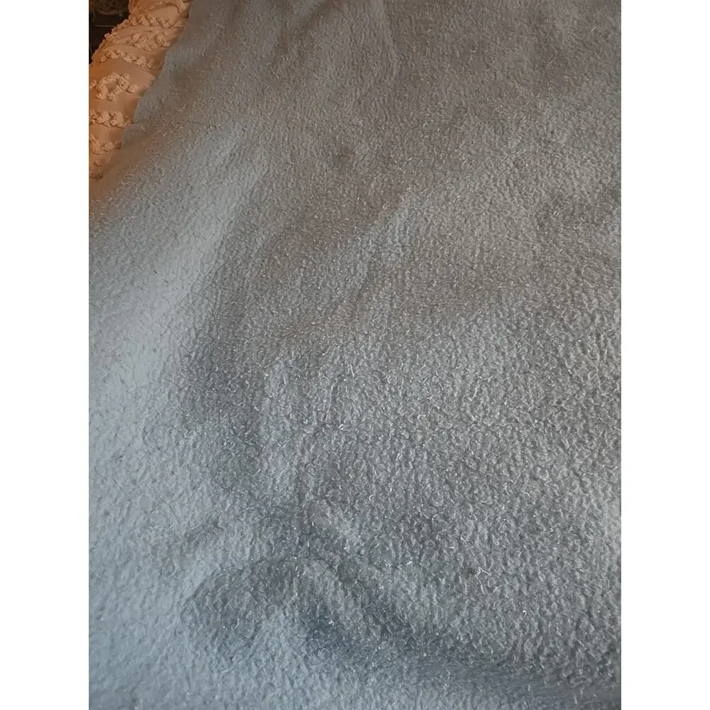 Vintage Blue Embroidered Floral Satin Trim Thermal‎ Bedding Bedspread Blanket